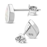 Mother of Pearl Drop Silver Stud Earrings, e333